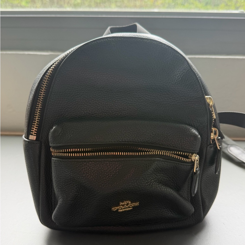 Coach Black Leather Backpack